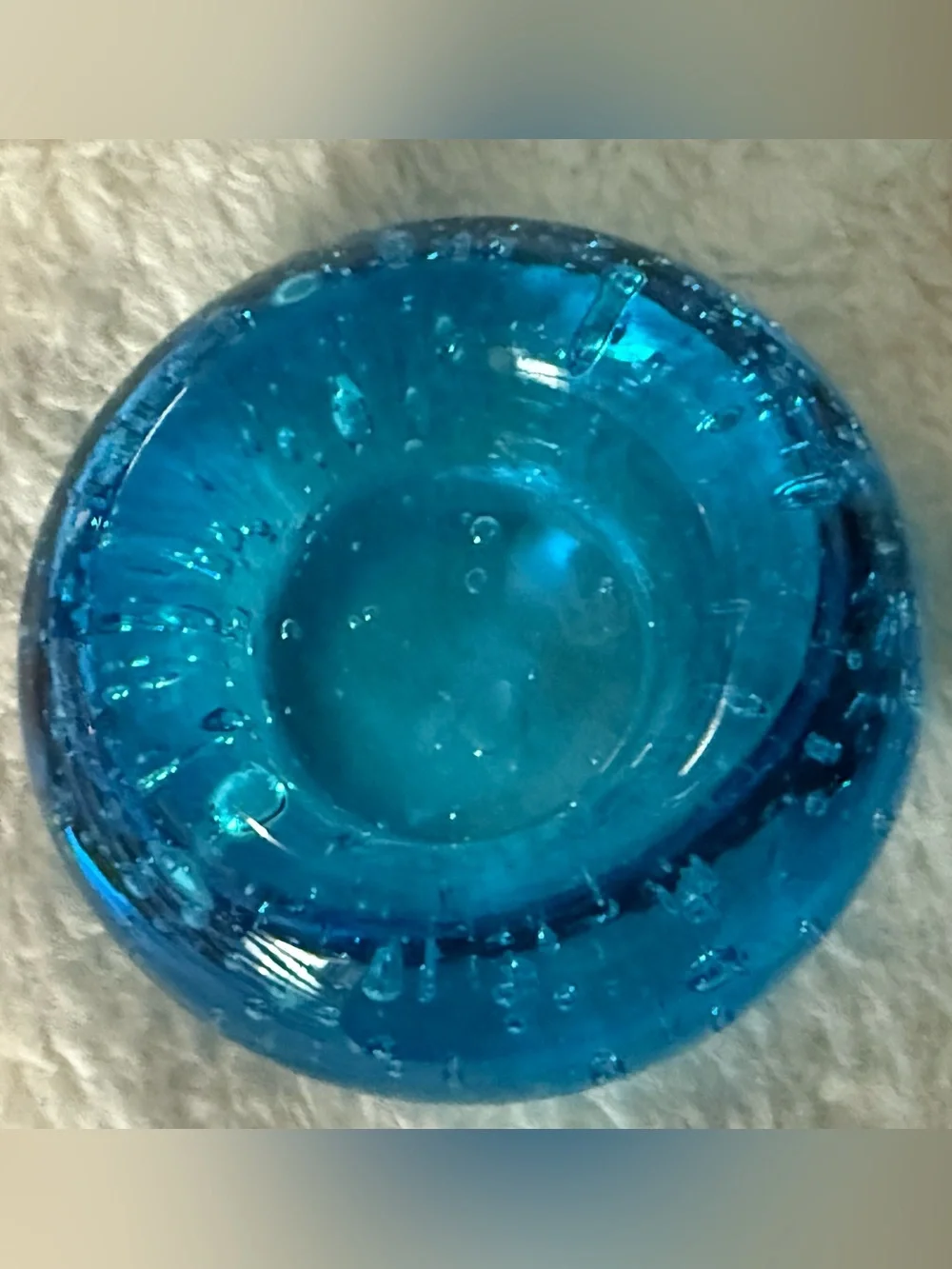 Vintage 2000s IKEA Bubble Glass Paperweight Catchall Ring Coin Holder